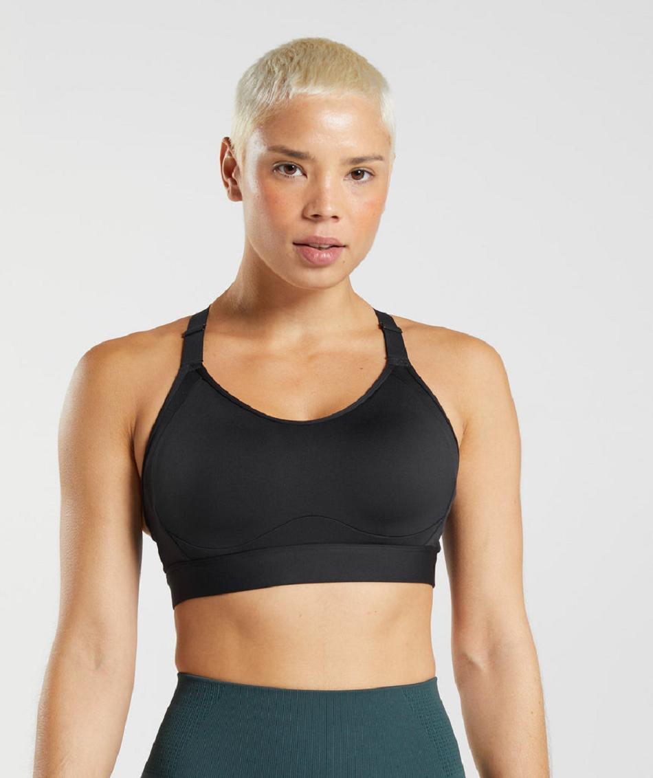 Staniki Sportowe Damskie Gymshark Cut Out Back High Support Czarne | PL 2846XYU